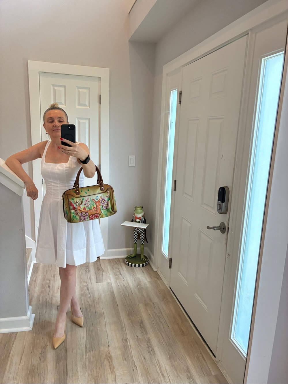 Hand-Painted Floral Leather Satchel - Multicolor by Anna by Anuschka bag